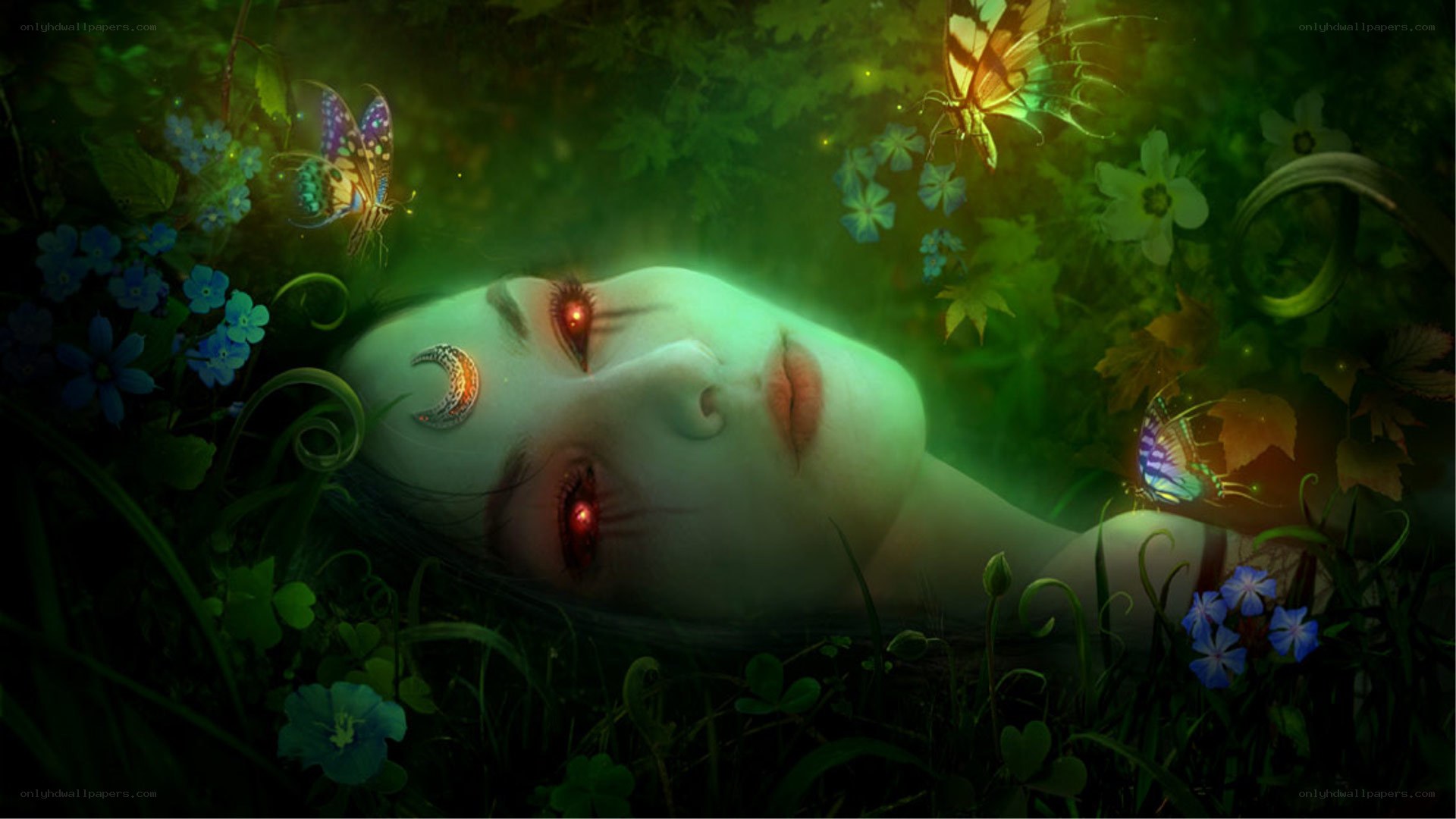 woman sleeping in a forest