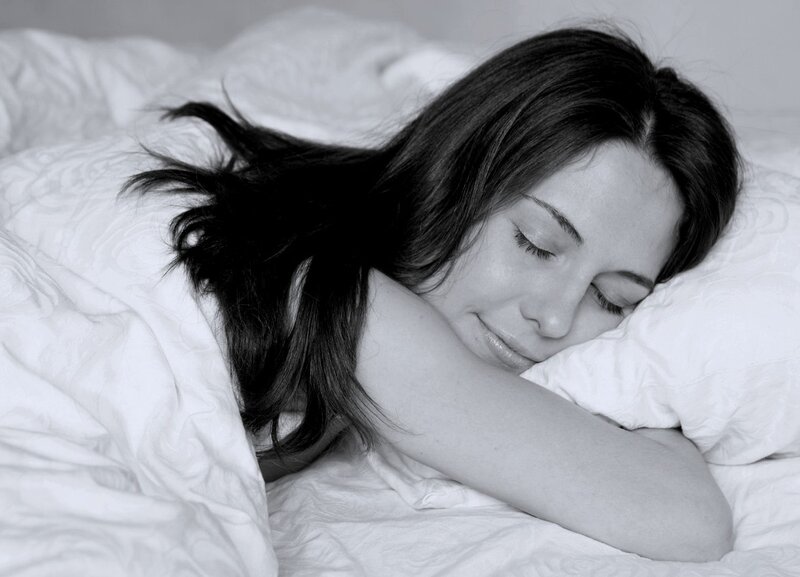 Woman Sleeping in Bed — Black, Peaceful
