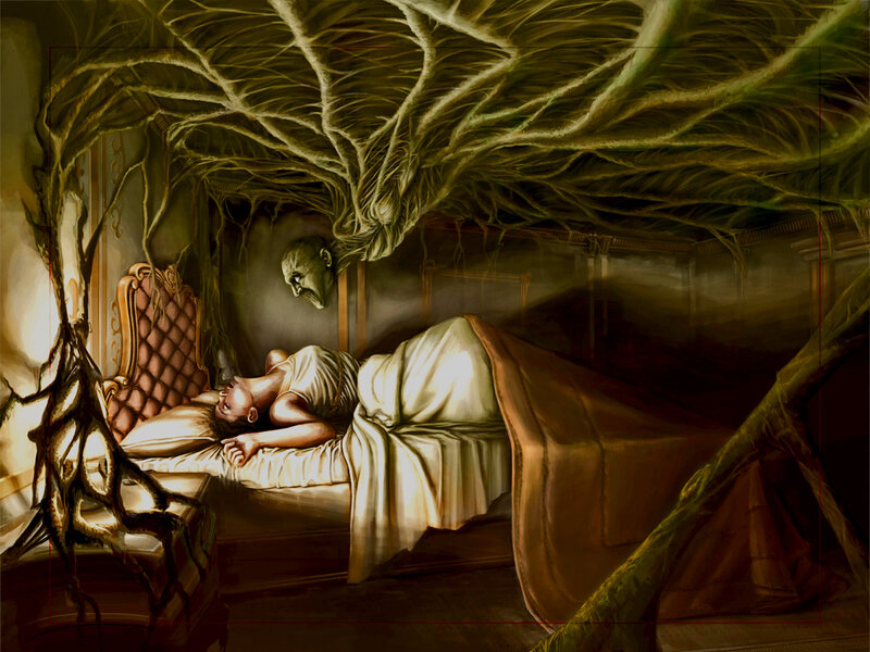 Woman Sleeping in Bed — Green
