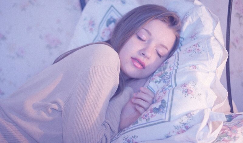 Woman Sleeping in Bed — Purple, Serene