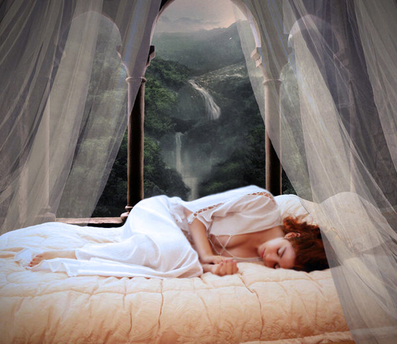 Woman Sleeping in Bed — White