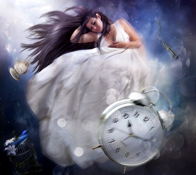 Woman Sleeping in Clouds