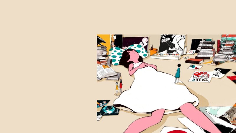 woman sleeping in cluttered room