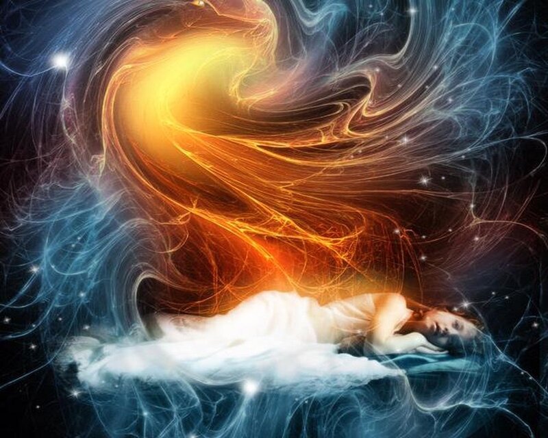 woman sleeping in cosmic energy