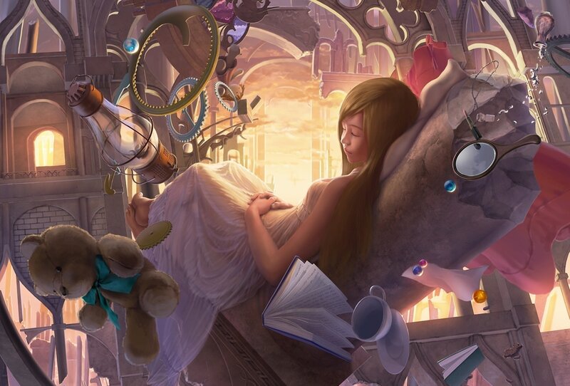 woman sleeping in dream world