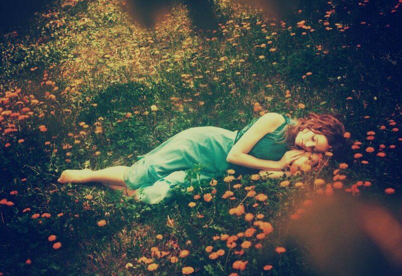 Woman Sleeping in Field — Green, Serene