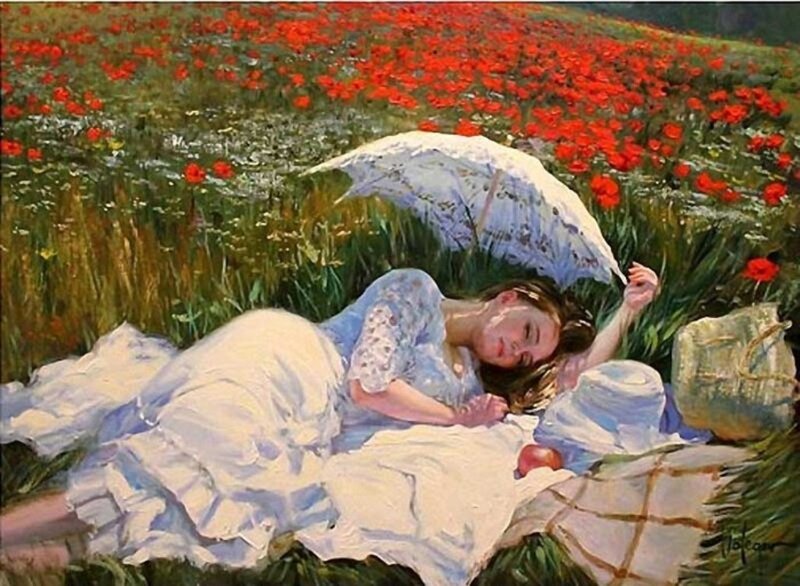 Woman Sleeping in Field