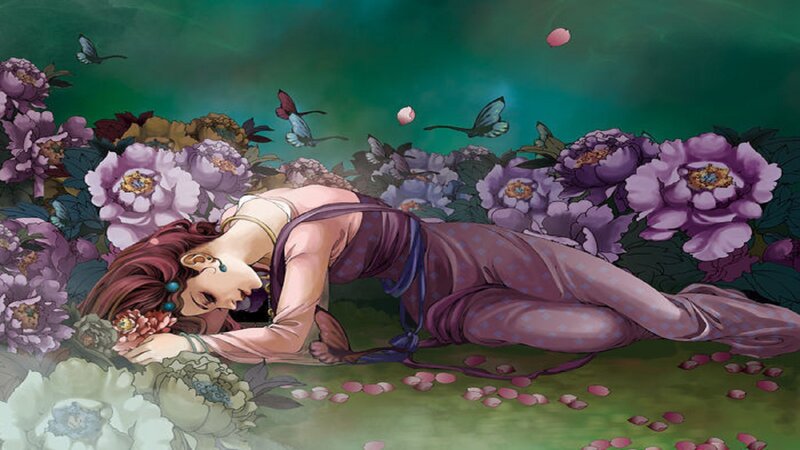 Woman Sleeping in Flowers