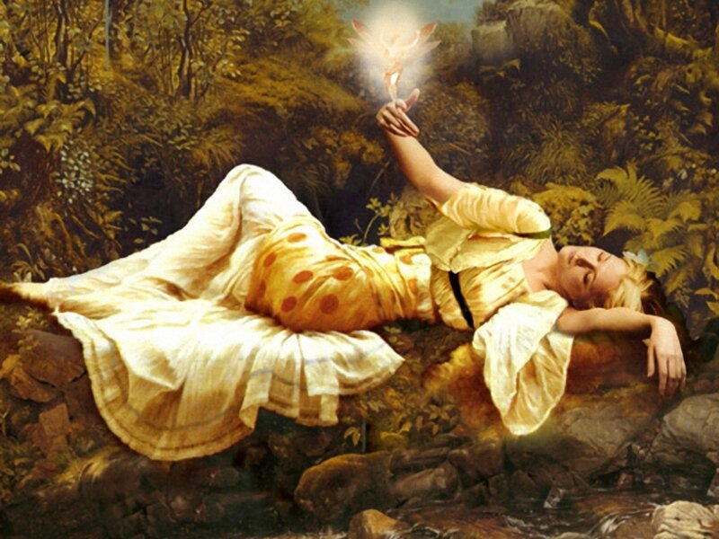 Woman Sleeping in Forest — Yellow