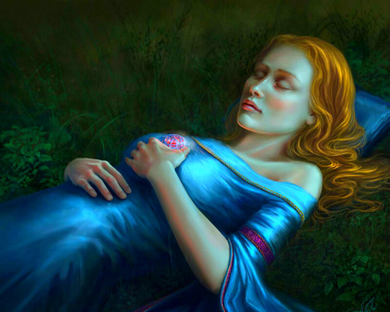 Woman Sleeping in Grass — Blue