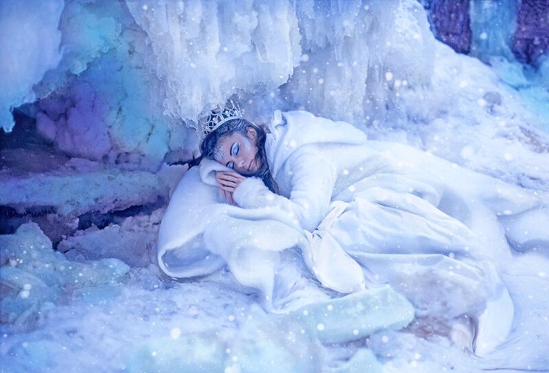Woman Sleeping in Ice