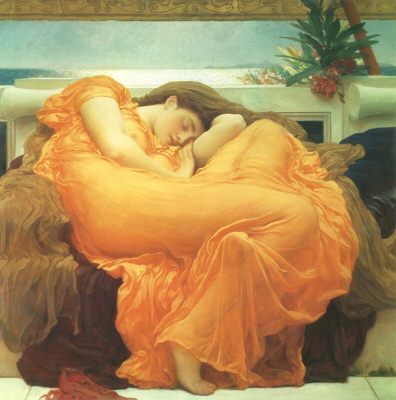 Woman Sleeping in Orange Dress