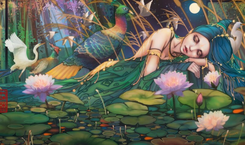 Woman Sleeping in Pond