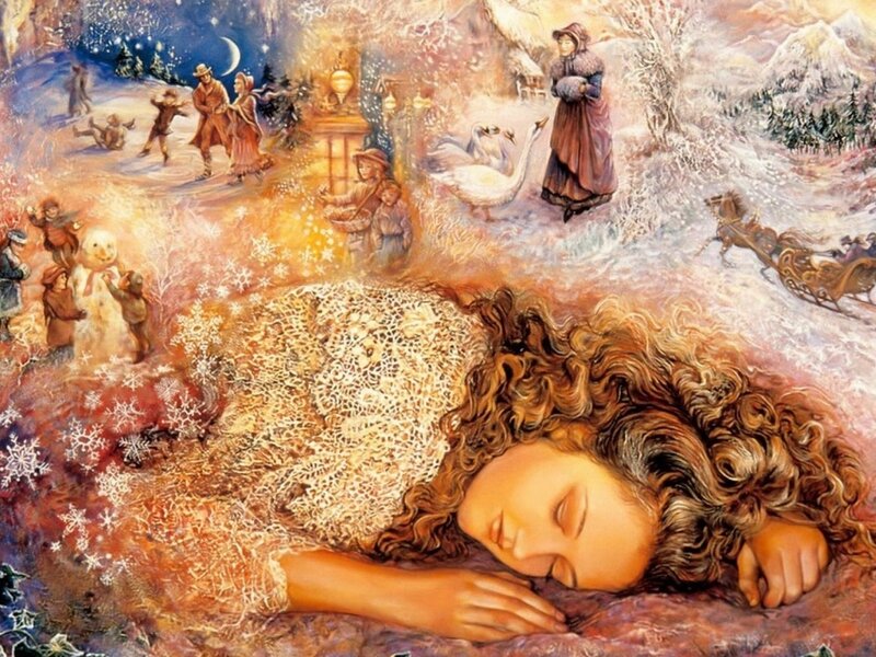 Woman Sleeping in Snow — White, Dreamy, Winter