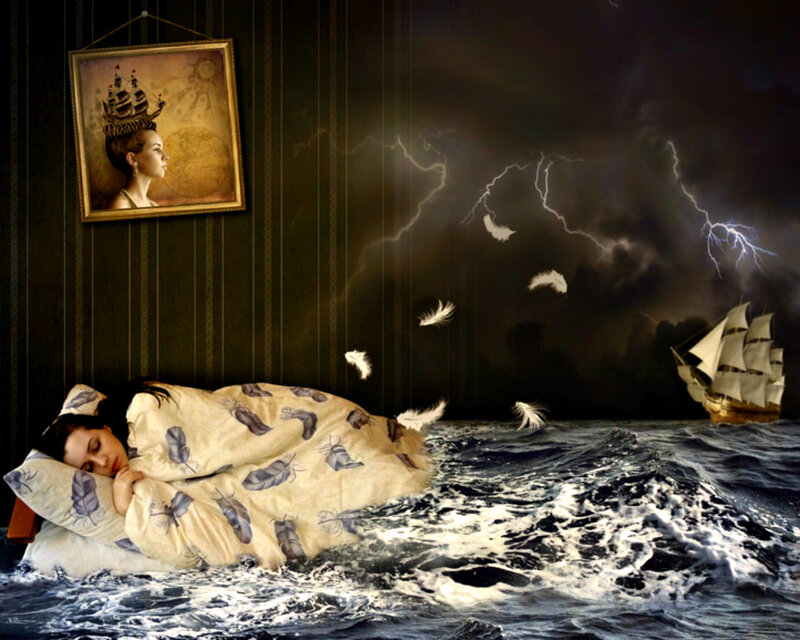 Woman Sleeping in Storm