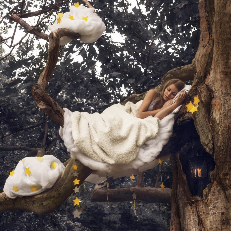 Woman Sleeping in Tree