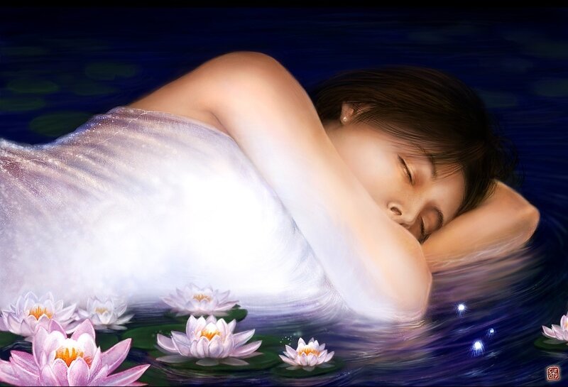Woman Sleeping in Water — Blue, Serene