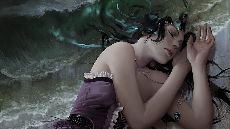 Woman Sleeping in Water — Purple