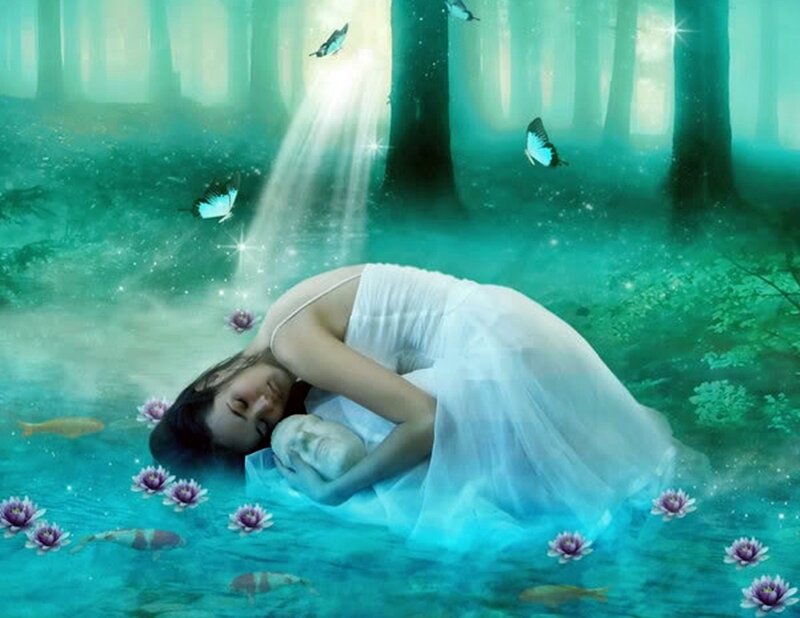 Woman Sleeping in Water — Teal