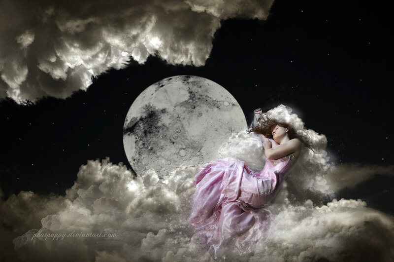 woman sleeping on a cloud