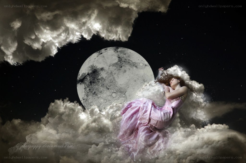 woman sleeping on a cloud