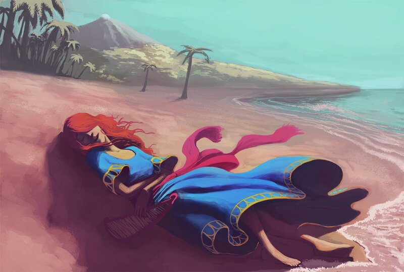 Woman sleeping on a tropical beach