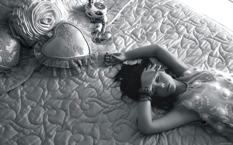 Woman Sleeping on Bed — Black, Calm, Morning