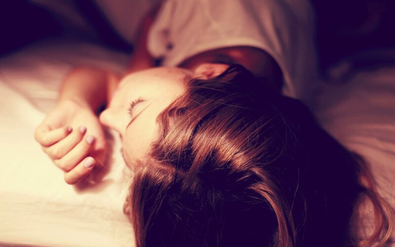 Woman Sleeping on Bed — Brown, Calm, Night