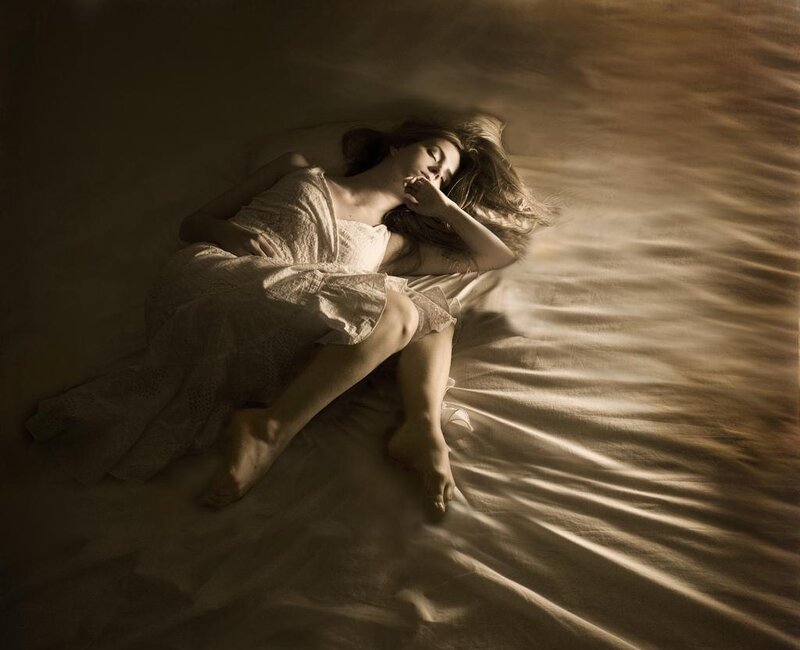 Woman Sleeping on Bed — Brown, Serene, Night