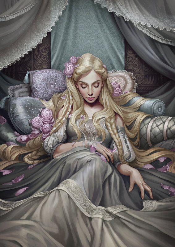 Woman Sleeping on Bed — Gray, Serene