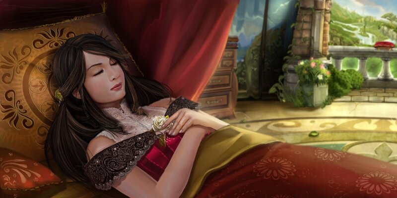 Woman Sleeping on Bed — Red