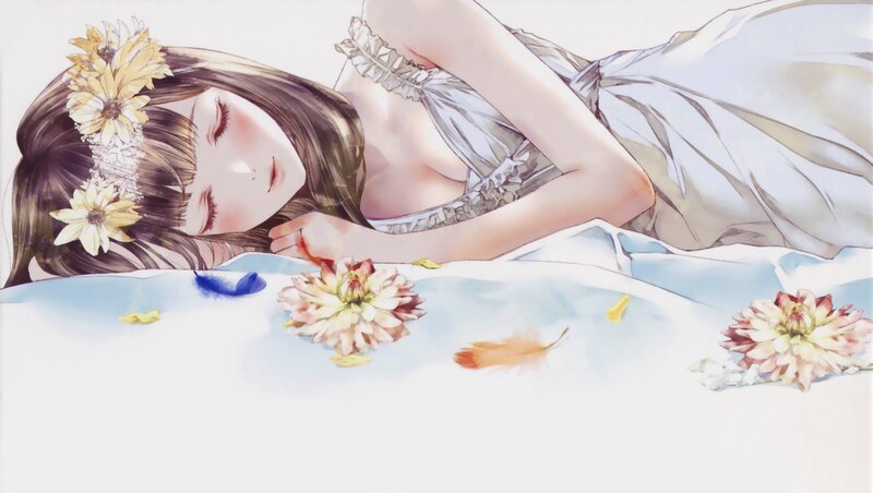 Woman Sleeping on Bed — White, Serene, Manga