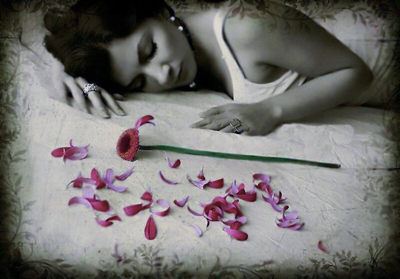 Woman Sleeping on Bed — White