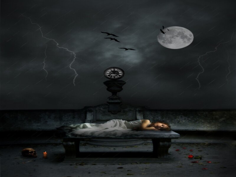 Woman Sleeping on Bench — Gray