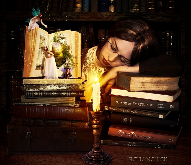 Woman Sleeping on Books