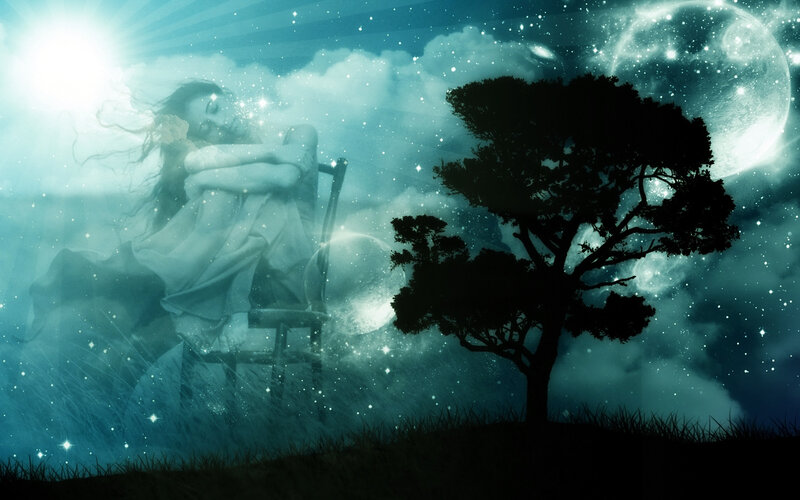 Woman Sleeping on Chair — Blue