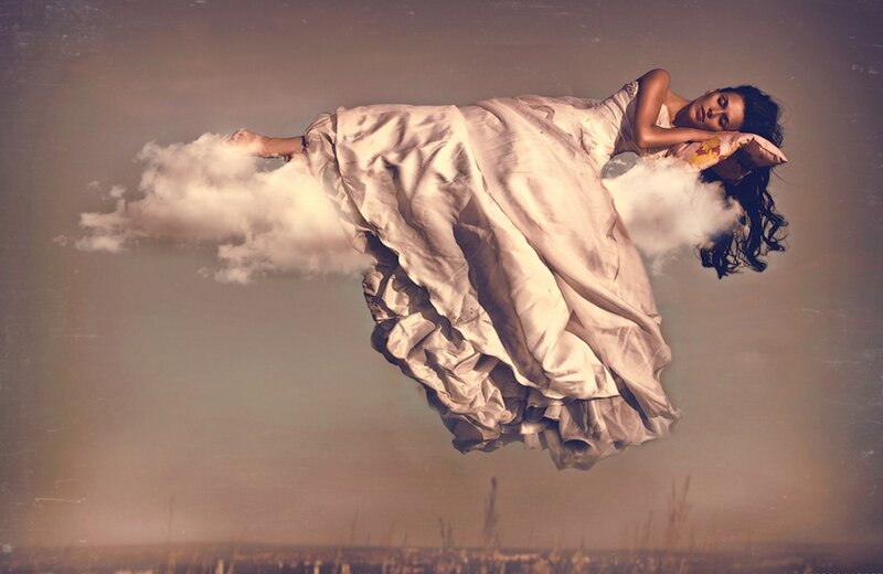 Woman Sleeping on Cloud — Beige