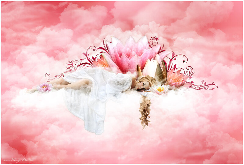 Woman Sleeping on Cloud — Pink