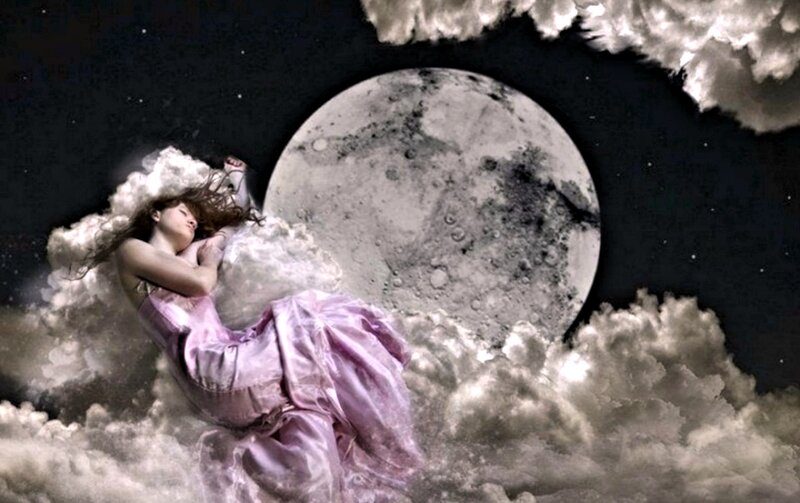 Woman Sleeping on Cloud — Purple
