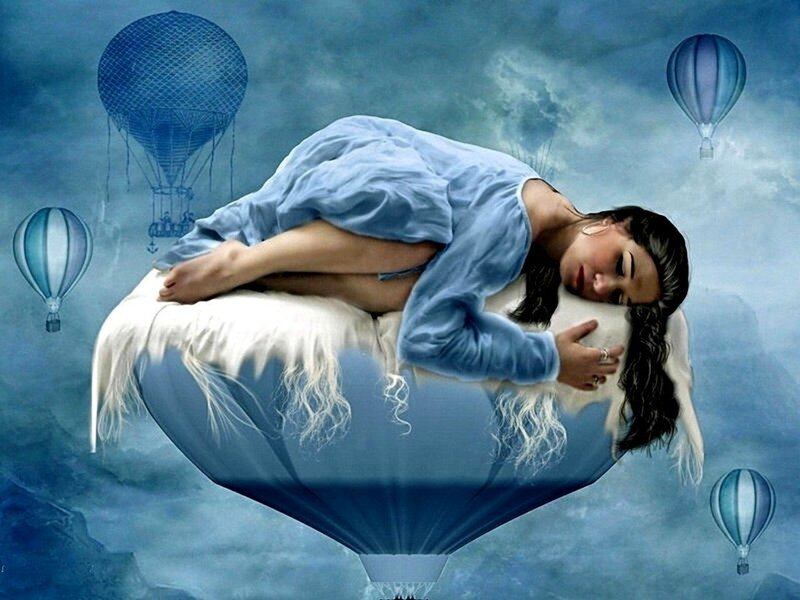 Woman Sleeping on Cloud