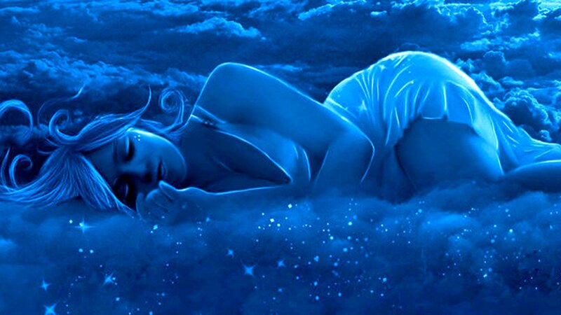 Woman Sleeping on Clouds