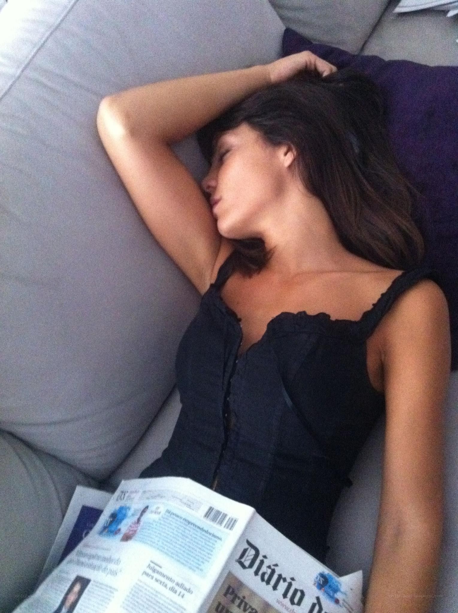 Woman sleeping on couch