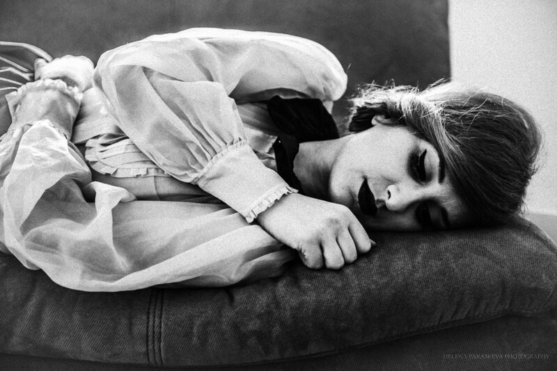 Woman Sleeping on Couch — Black, Calm