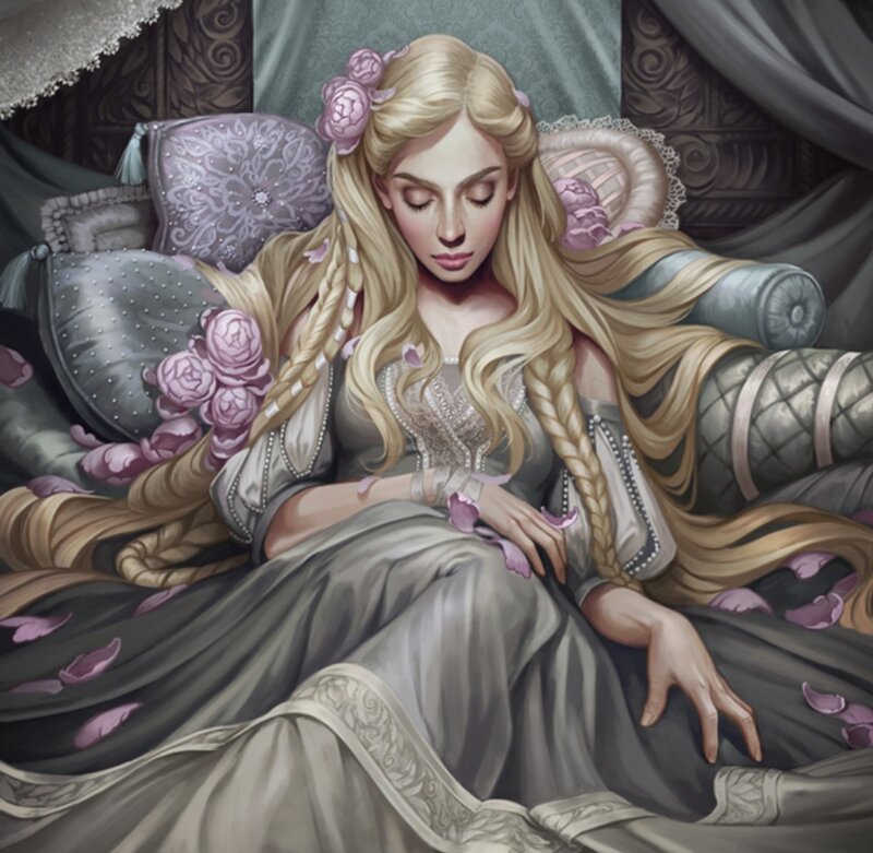Woman Sleeping on Couch — Gray