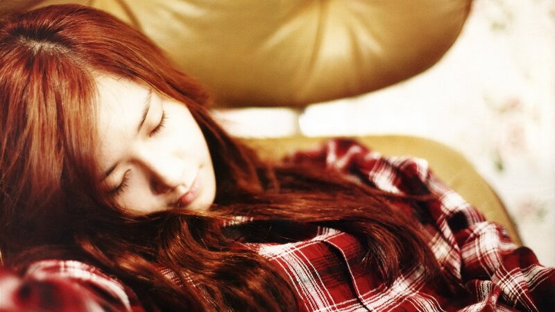 Woman Sleeping on Couch — Red, Serene