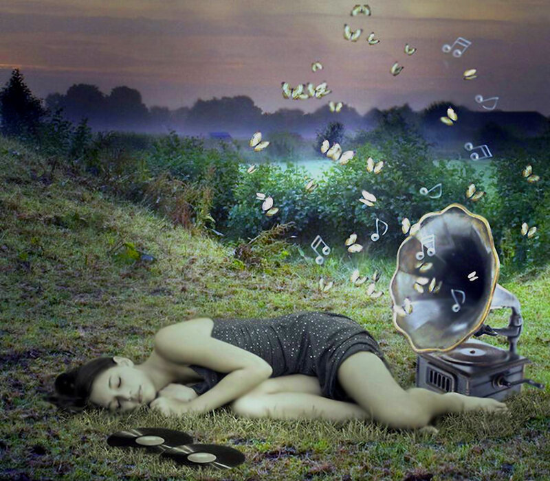 Woman Sleeping on Grass — Green