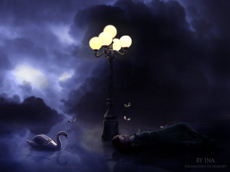Woman Sleeping on Ground — Purple