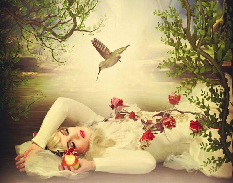 Woman Sleeping on Ground — White