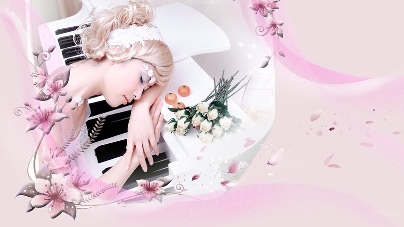 Woman Sleeping on Piano