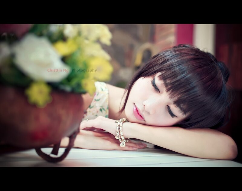 Woman Sleeping on Table — White, Serene